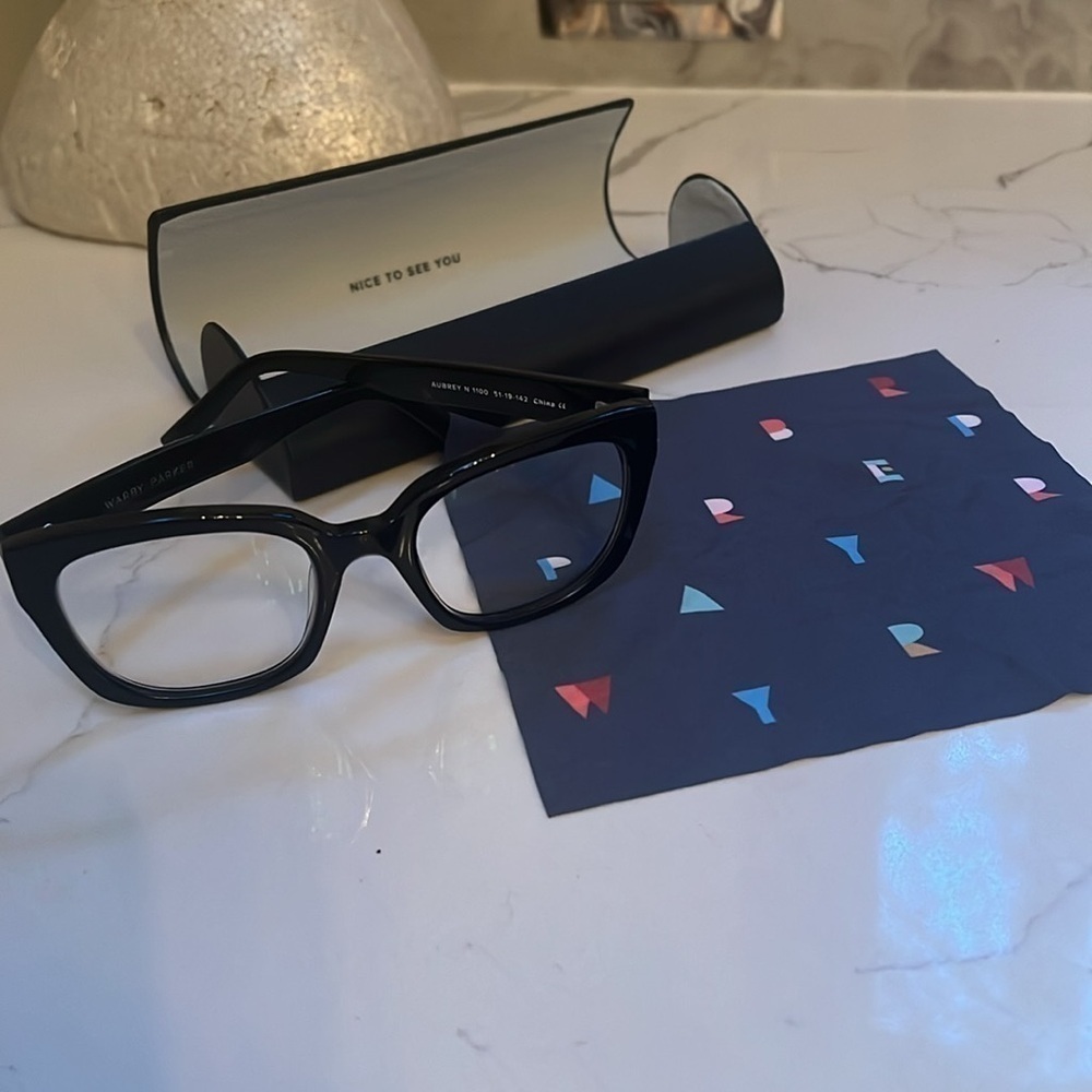 Warby Parker Aubrey Black Glasses N1100 51-19-142 Perfect Condition